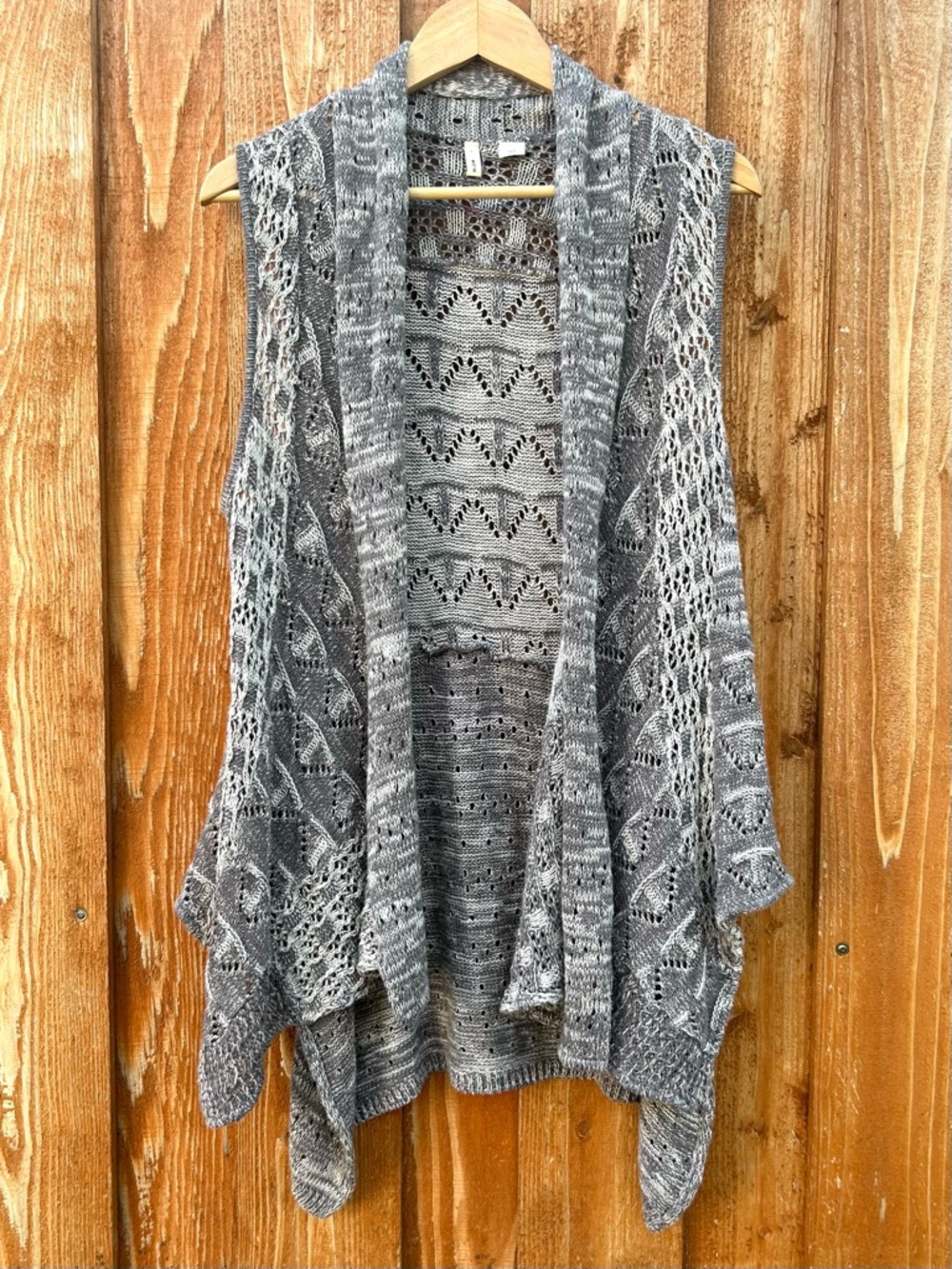 Moth Anthropologie Gray Sleeveless Open Knit Summer Cardigan Vest Duster XS/S